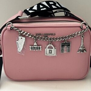 Karl Lagerfeld Paris Maybelle Crossbody Handbag Paris Charms Pink